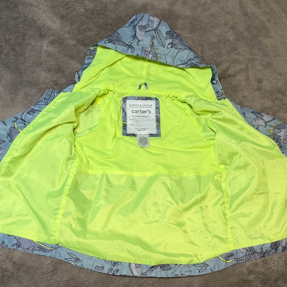 Carters - Boys Dinosaur Rain Slicker Light Weight Rain Jacket, Size - 5 - Picture 3 of 4